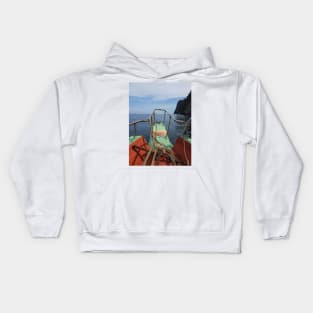 View through a longtail boat to the Andaman sea Kids Hoodie